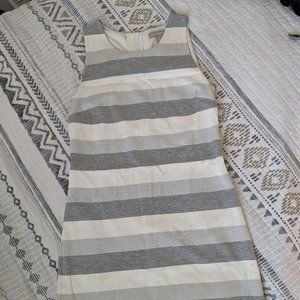 Banana Republic White Gray Striped Sheath A-Line Dress Size 4
